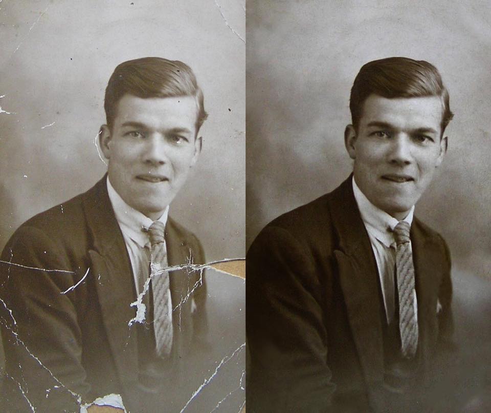 I'm restoring old damaged photos if people are interested. Starting at $20 for minor damage like scratches and tears.