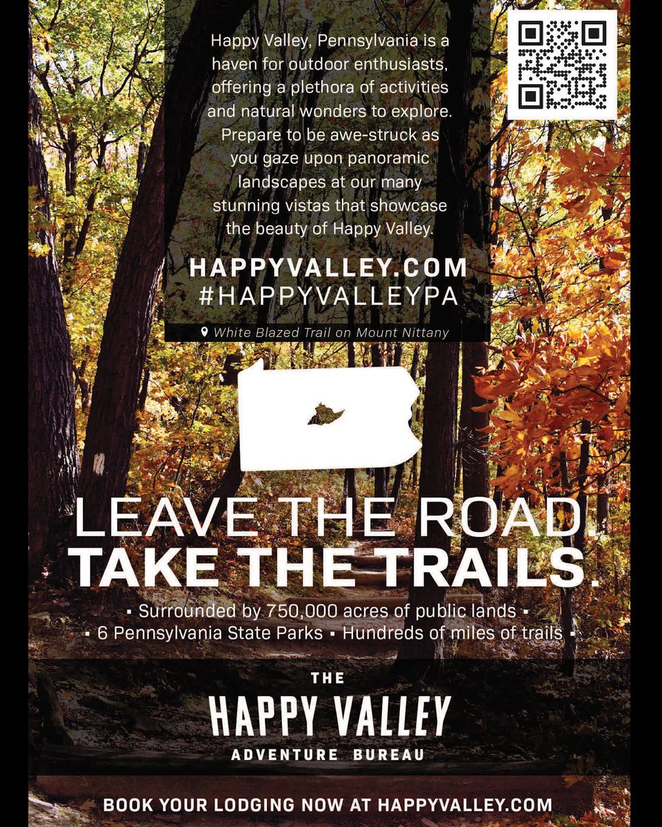 LivePlayDo's tweet image. Happy Valley, Pennsylvania is a haven for outdoor enthusiasts, offering a plethora of activities and natural wonders to explore. Prepare to be awe-struck as you gaze upon panoramic landscapes at our many stunning vistas that showcase Happy Valley. HappyValley.com