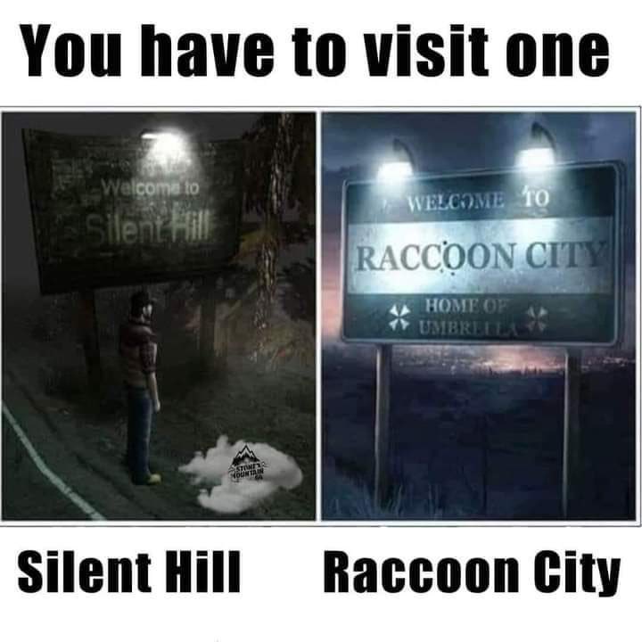 Which one do you want to visit? #horrorgames #ResidentEvil #RaccoonCity #SilentHill #gaming #gamers #games #GamersUnite #HorrorFamily #HorrorCommunity 🤘