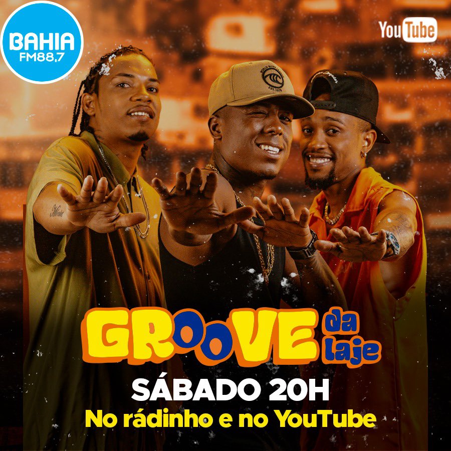 BahiaFM88's tweet photo. O pagodão invadiu o #Atitude!! O Atitude da #BahiaFm deste sábado (28), é com a banda: Groove da laje no quadro Som Do Gueto. Com um repertório que promete estremecer os paredões. 
Assista aqui: https://t.co/68LhXjTZEj !! https://t.co/5X7MYY45Er