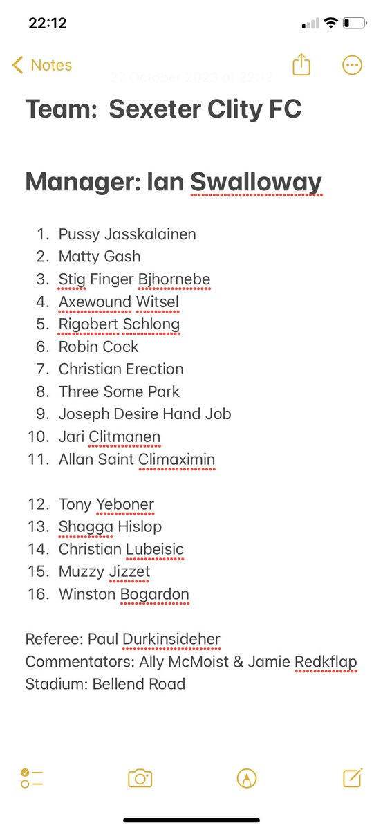 Good evening <a href="/petercrouch/">Peter Crouch</a> 

@emtee_sack, @DanFerne and myself have taken inspiration from one of your recent podcasts regarding Vagina/Penis 11’s and this is what we have come up with, what do you think? 😂