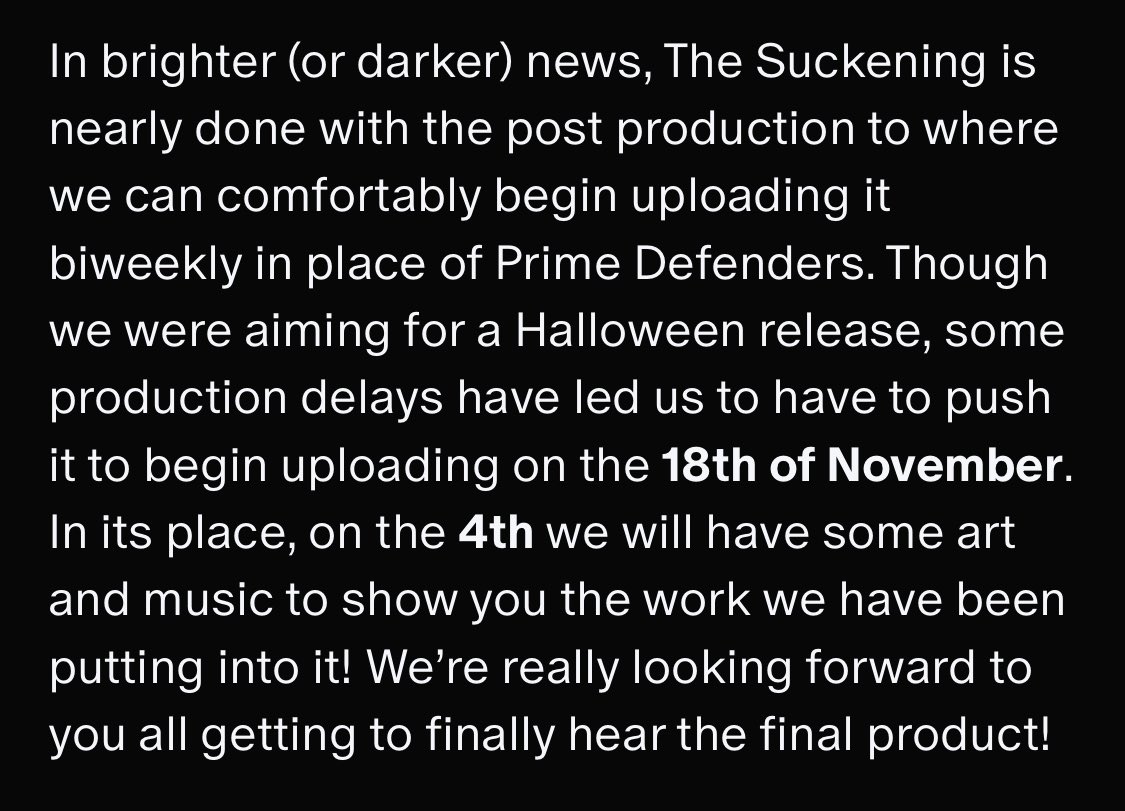 nauticaltide's tweet photo. MARK YOUR CALENDARS THE SUCKENING COMES OUT NOVEMBER 18th 🚨🚨🚨‼️ https://t.co/y0p6aJu9MG