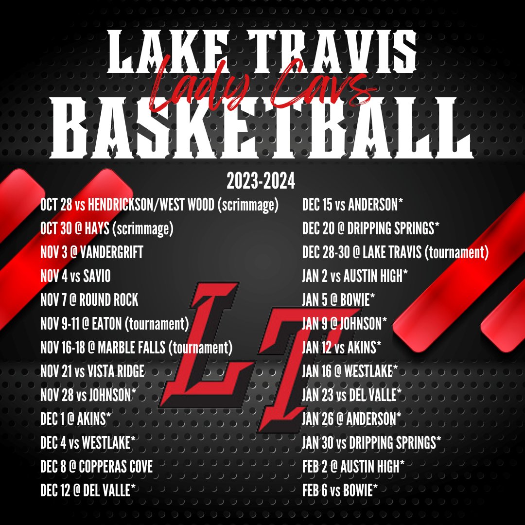 LadyCavsBB's tweet image. 🎃🦃❄️Still looking to make holiday plans with the family and friends?! Well, Lady Cavs Basketball presents the 2023-24 schedule!🗓️Critics agree👍Lady Cavs basketball is an inspiring spectacle for all ages! Don't miss out!#ladycavsbball #ladycavsbasketball #itsgotime #laketravis