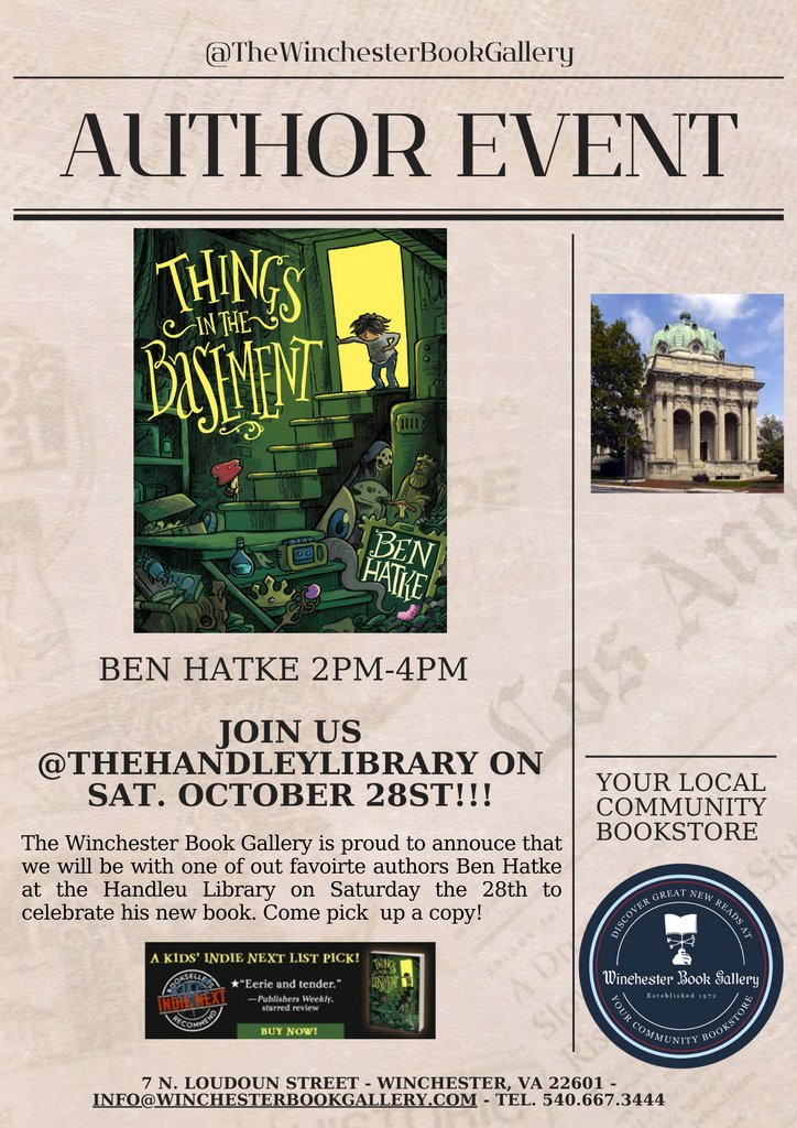 We're thrilled to be joining Ben Hatke this weekend at the Handley Library to celebrate his new book! Come join us!

#shoplocal #indiebookstore