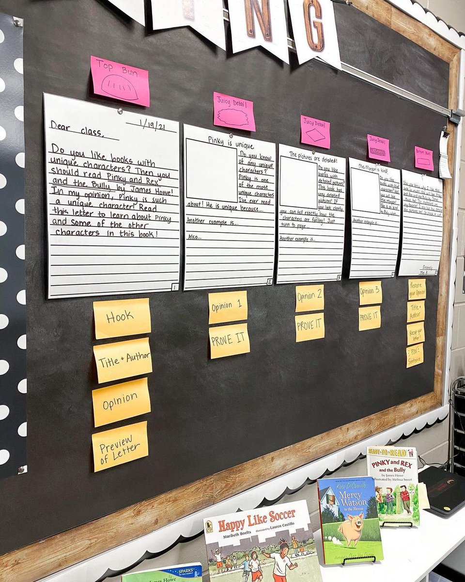 #TeachingTip: 'Enlarge and laminate your writing paper and use it to display a sample piece of writing! Either one you model for your class or a shared writing piece that students can refer back to.' —Former teacher Kylie Barragan