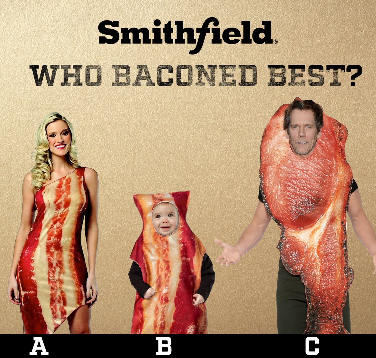 Eat bacon ✓ Dress like bacon ✓ Act like bacon ✓ Tell us who you think baconed best.