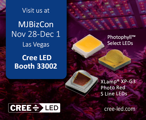 Cree_LED_SGH's tweet photo. See Cree LED in Vegas, booth #33002 at this year's MJBizCon, the premier event for the #cannabis industry. We're showcasing our LEDs to enhance #growing and  #sustainable farming.
Schedule a meetup: marketing@cree-led.com and see our horticulture LEDs: https://t.co/kW9B9SN1P6 https://t.co/ByPSgvUH9V