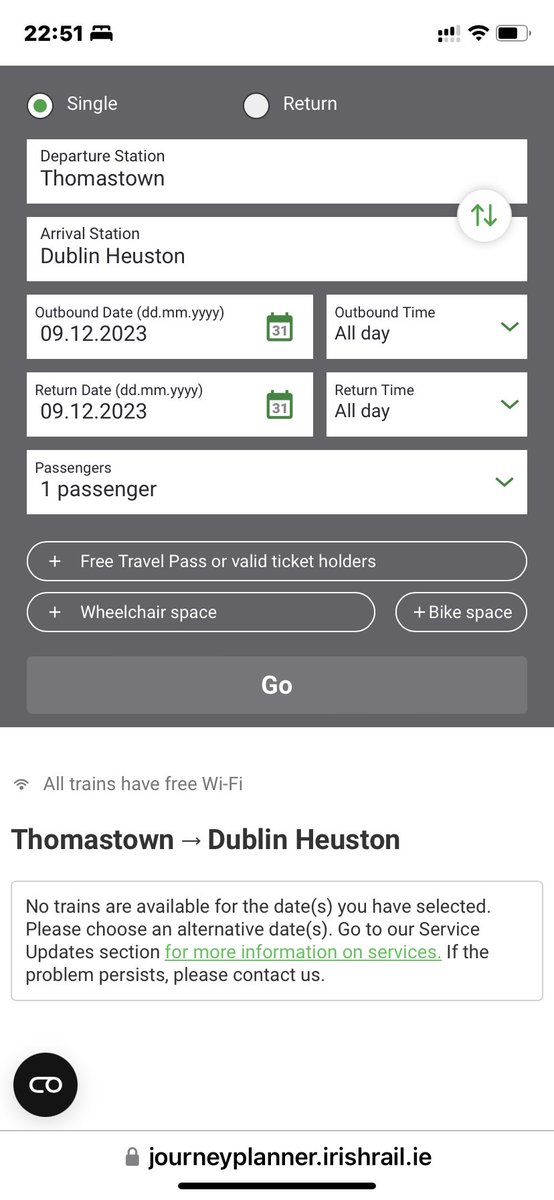 Christmas less then till 2 months away and still can’t plan transportation… ? what’s the story <a href="/irishrail/">Iarnród Éireann</a> <a href="/TFIupdates/">Transport for Ireland</a> only up to the 9th December available? Impossible to plan any onward/inward travel, flights times etc until train times are available.