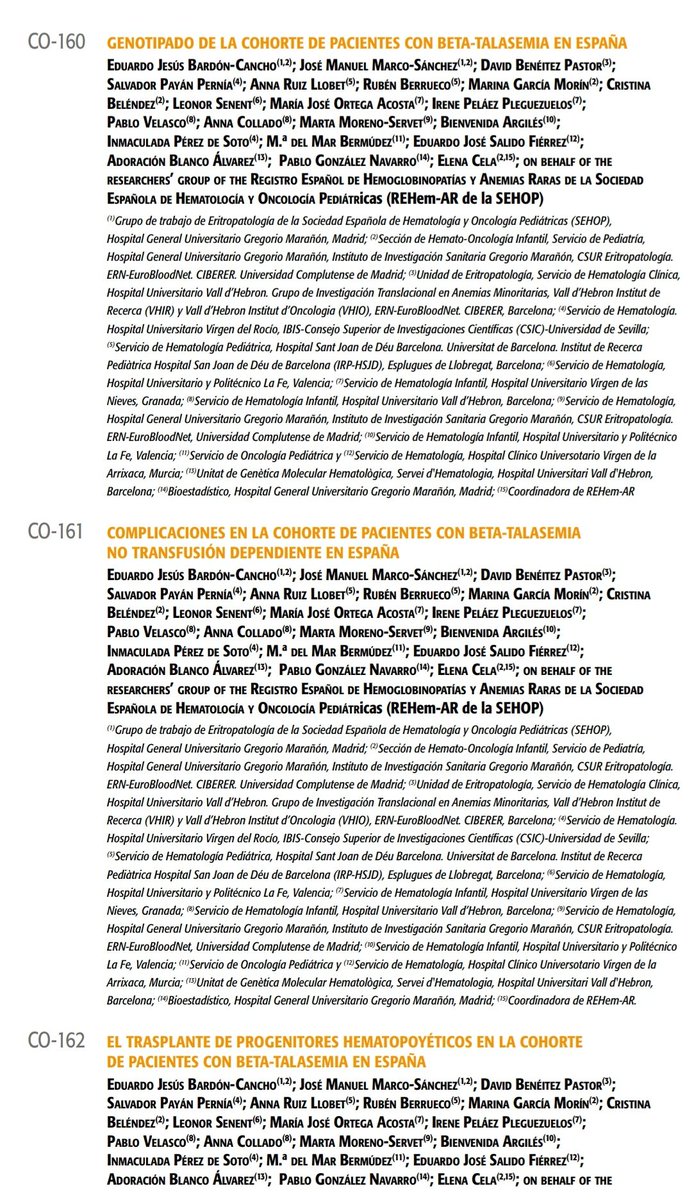 salvadorpayan's tweet image. #Hemato2023 ¡No os perdáis mañana a 15.30 h en sala Giralda la 3ª sesión de #Eritropatología y nuestras comunicaciones orales sobre hemoglobinopatía C,que presentaré yo,y sobre los pacientes con #talasemia incluidos en el Registro Español @AnemiaSEHOP,que presentará @edu_bardon!