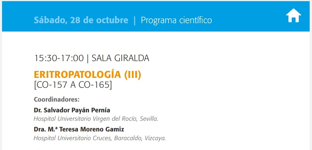 salvadorpayan's tweet image. #Hemato2023 ¡No os perdáis mañana a 15.30 h en sala Giralda la 3ª sesión de #Eritropatología y nuestras comunicaciones orales sobre hemoglobinopatía C,que presentaré yo,y sobre los pacientes con #talasemia incluidos en el Registro Español @AnemiaSEHOP,que presentará @edu_bardon!
