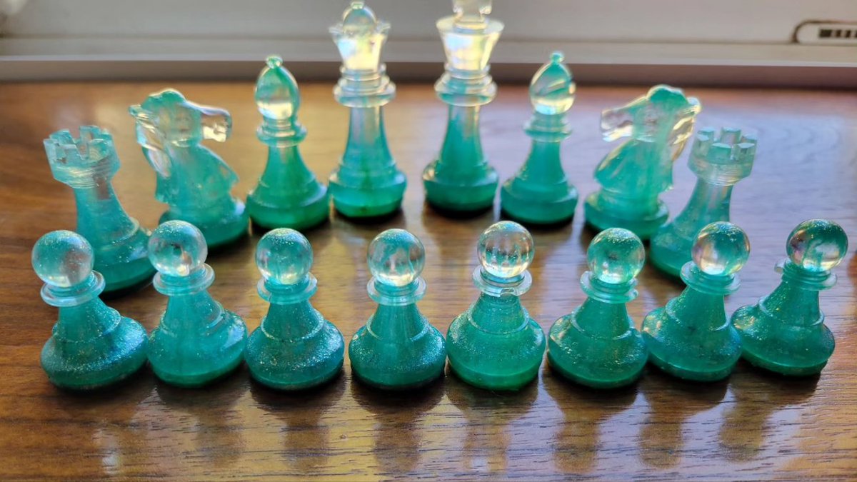 PhantomEarthCr's tweet image. This is my first time attempting resin chess pieces. I would say it was a success! I didn't rip any molds and had minimal bubbles. I'm pretty happy with the end result. 😌 🌌✨️♟️
#resin #chessset #customchessset #customorder #magical #Fantasy #epoxyresin #resinchesspieces