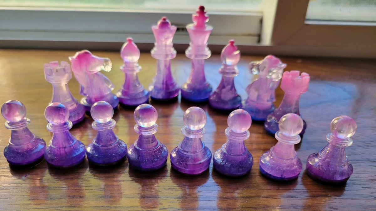 PhantomEarthCr's tweet image. This is my first time attempting resin chess pieces. I would say it was a success! I didn't rip any molds and had minimal bubbles. I'm pretty happy with the end result. 😌 🌌✨️♟️
#resin #chessset #customchessset #customorder #magical #Fantasy #epoxyresin #resinchesspieces