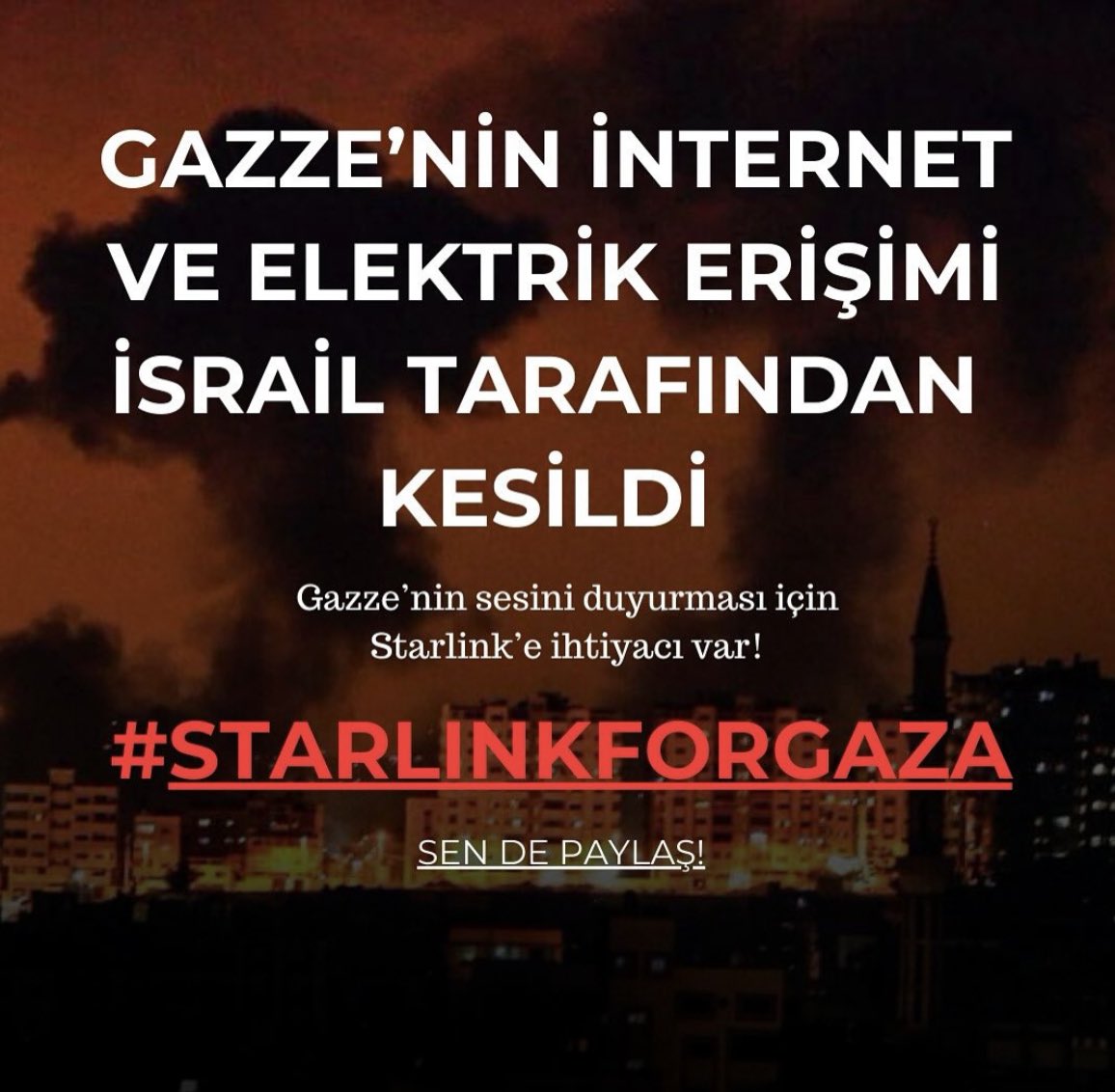 Filistinli bir gencin mesajı;
“Müslüman ülkelere söyleyin gıyabımızda cenaze namazı kılmasınlar zira biz diriyiz sizler ölüsünüz" #starlinkforgaza