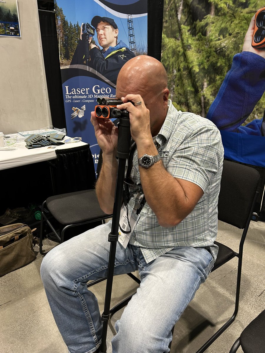 Last day at the SAF conference. Brigg is making sure all the measurements are in place. #SAF #forestry #measurement #Hypsometer