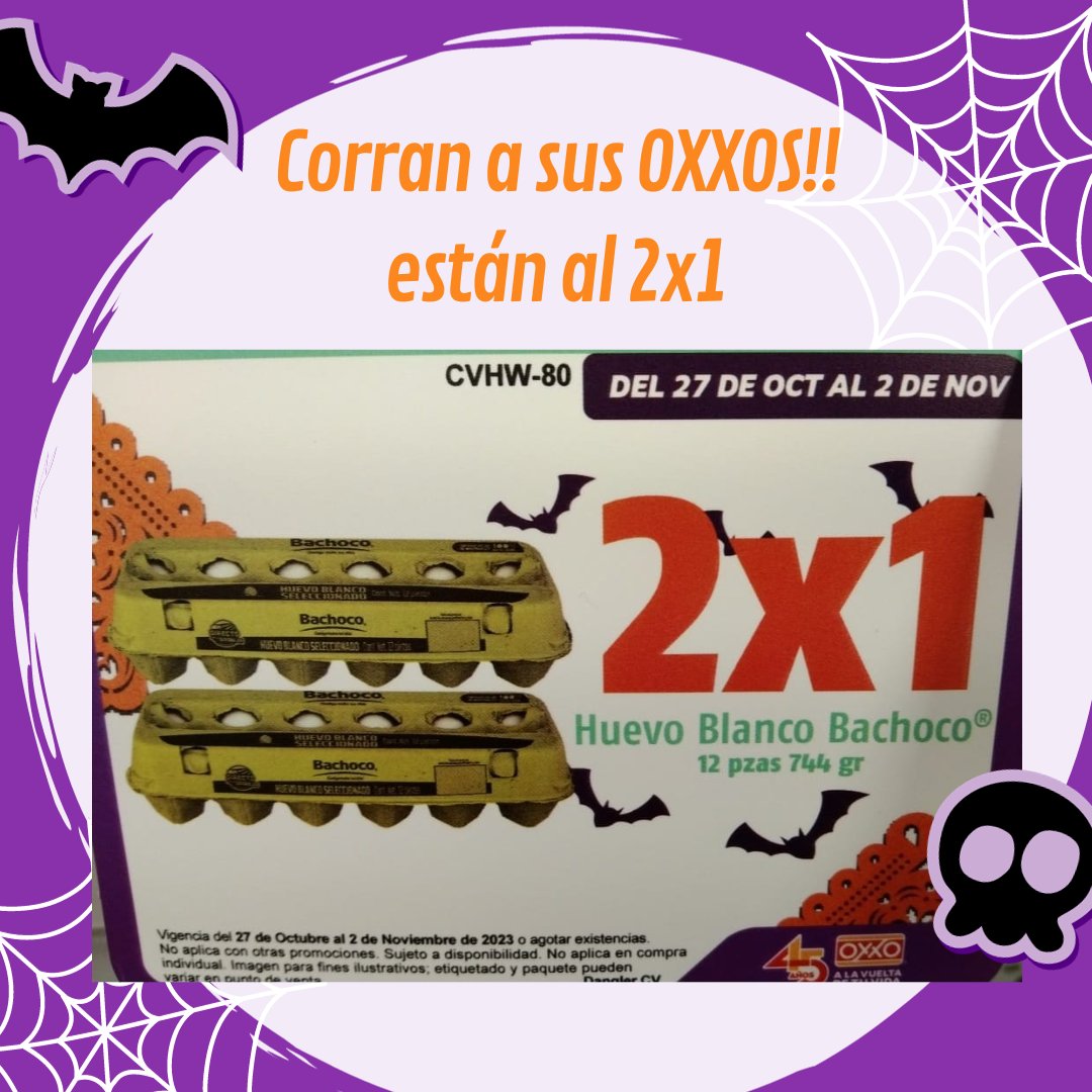 ofertonesmexa's tweet photo. Ya se la saben! todos a sus Oxxos! Están las cajas al 2x1 🏃🏃
.
.
#oxxo #huevos #ofertas #bachoco https://t.co/neHXBGf2NV