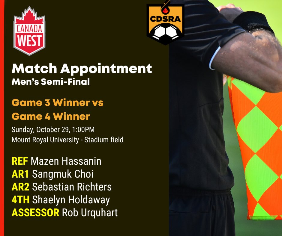👏 Congratulations to our referees and assessors involved in this weekend’s USport playoff matches in Calgary. 

Catch the action at CanadaWest.TV

#calgarysoccer #referees
