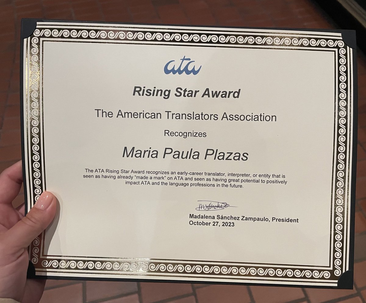 I'm so honored to be the recipient of the 2023 ATA Rising Star Award. #ATA64 #ATA64Awards