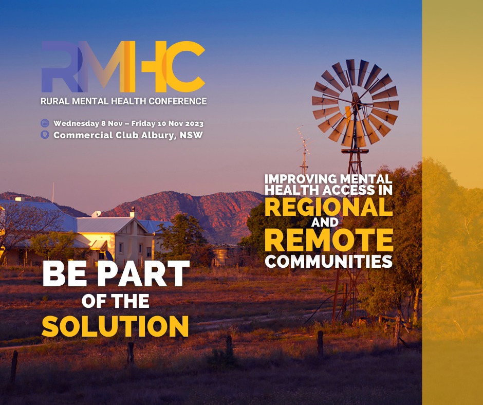 The Rural Mental Health Conference is coming up soon on 8-10 November in Albury, NSW. Join the Rural Mental Health Conference as we explore the now and the future of mental health prevention and treatment in our rural communities. Register here: hubs.li/Q0234k-R0 @anzmha