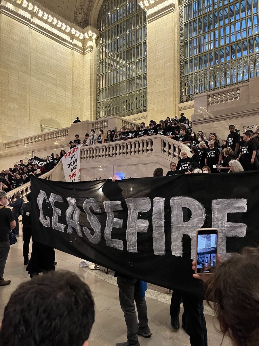 Jews for Racial & Economic Justice Action (@jfrejnyc) on Twitter photo As Shabbat begins and Gaza is cut off from the world, NYC Jews are in Grand Central, organized by <a href="/jvpliveNY/">Jewish Voice for Peace NYC</a>, united in our call for a #CeaseFireNOW! As Shabbat begins and Gaza is cut off from the world, NYC Jews are in Grand Central, organized by <a href="/jvpliveNY/">Jewish Voice for Peace NYC</a>, united in our call for a #CeaseFireNOW!