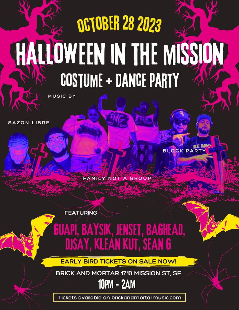SATURDAY NIGHT WE ARE CONNECTING WITH THE FNB &amp; BLOCKPARTY CREWS AT BRICK &amp; MORTAR! JENSET, BAGHEAD, KLEANKUT, SEAN G , DJSAY, GUAPI &amp; BAYSIK WILL BE ON DECK! COSTUMES PLEASE!