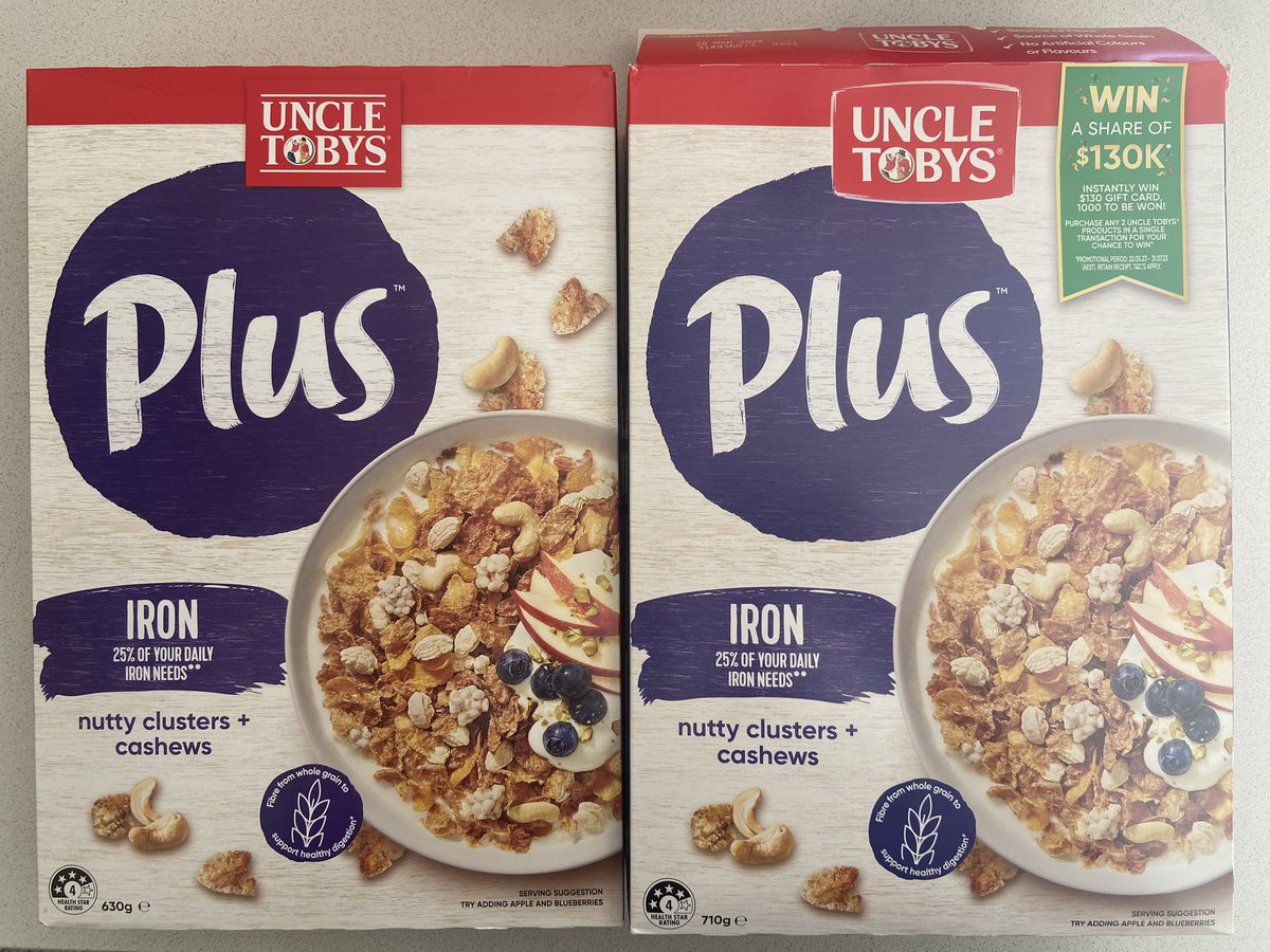 prime_kiwi's tweet photo. @UncleTobys Sneaky @UncleTobys dropping the size on these by 80grams, box height is the same but width is reduced. Thankfully there are other better value options around. #shrinkflation https://t.co/9FuvHm4232