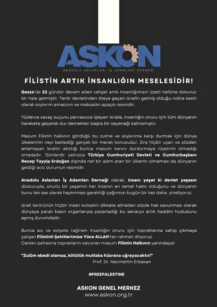 FİLİSTİN ARTIK İNSANLIĞIN MESELESİDİR!

#FreePalestine #StopGazaGenocide