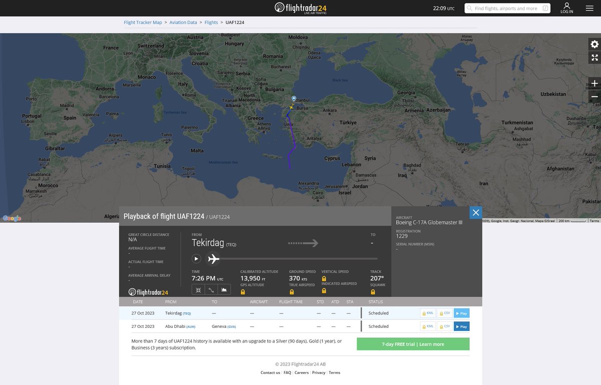 The_Controll3r's tweet photo. @AegeanHawk Το πιο ενδιαφέρον της ημέρας είναι οι παρακάτω εικόνες. Το UAF1224 από Ραιδεστό με άγνωστο προορισμό. Τα βρήκαν τόσο τα UAE με την Τουρκία!! https://t.co/abH8fEG9N0