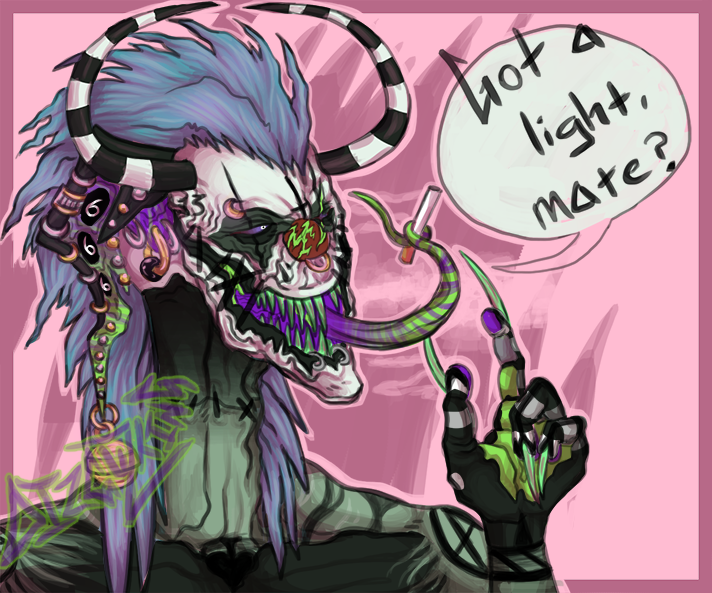 SkuzzTheJester's tweet photo. Quick Skuzz because I need to get back into the swing of drawing again
#digitalart #art #clown #clowns #clownoc #jester #jesteroc #jesters #monsterboy #demon #demonboy https://t.co/12zpc0SRpl