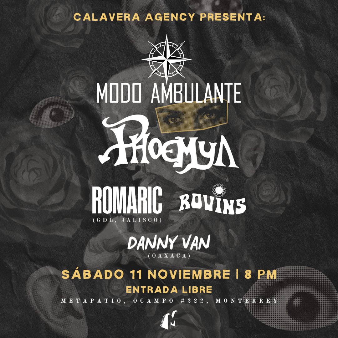 Phoemya_oficial's tweet photo. Este 11 de Noviembre a las 8:00pm estaremos dando un increible show en #Metapatio 😈 junto a Romaric, Rovins, Danny van y Modo ambulante
🔥 ENTRADA LIBRE 🔥 https://t.co/GBPik8TSTu