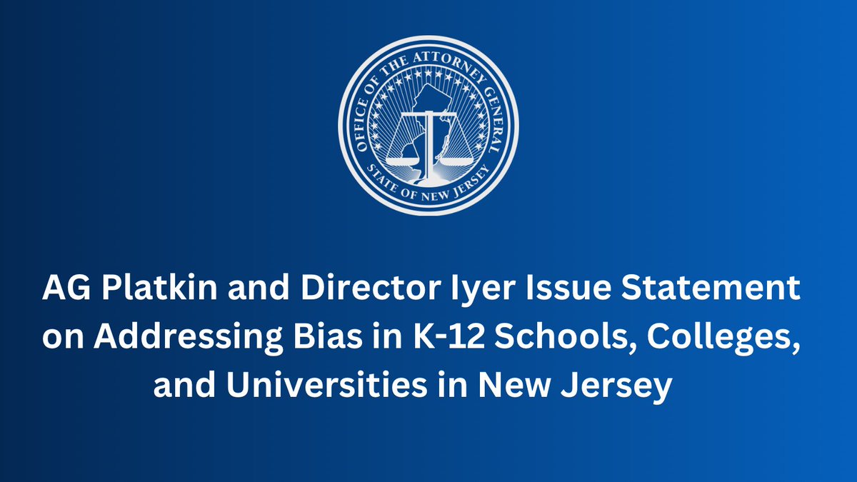 Now more than ever, it is critical that New Jersey’s educational institutions respond immediately to bias-based harassment. Guidance from @NJDOE, @NJDCR & @NJHigherEd can help institutions take the immediate action required by law. bit.ly/45RdseD