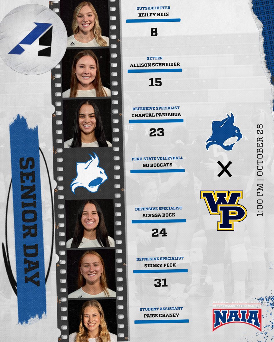 🏐SENIOR DAY🏐
🆚William Penn
⌚️1:00p.m.
📍Peru, Neb.
🏟Al Wheeler Activity Center
📺bit.ly/3sc1QVo
📊bit.ly/46ORyK6
#ClawsOut | #PeruState156