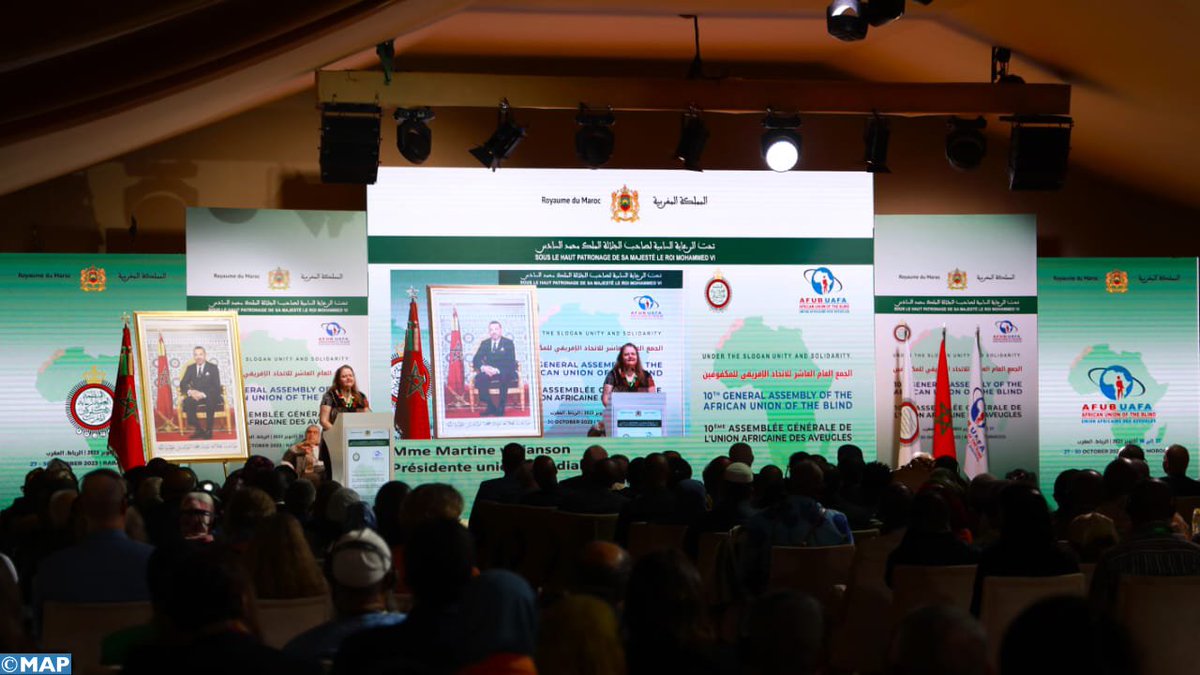 MAP_Information's tweet photo. #MapActu   

Ouverture à Rabat de la 10è Assemblée générale de l’Union africaine des aveugles, en présence de Son Altesse la Princesse Lalla Lamia Essolh, présidente de l’OAPAM

https://t.co/Cz5Fqexshv https://t.co/bx7c7V3B2w