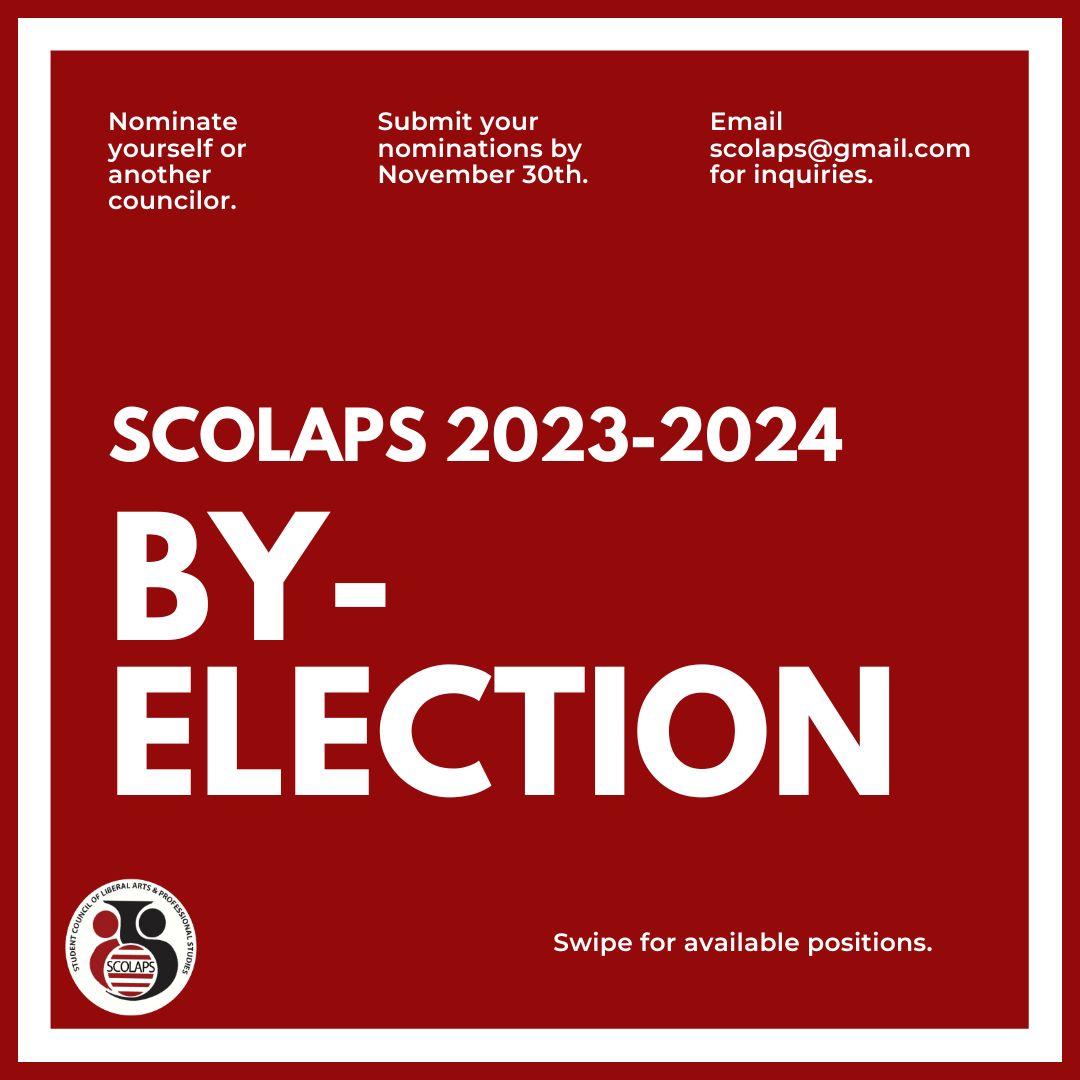 SCOLAPS_YU's tweet photo. SCOLAPS! It’s that time of year again. 🍂

Send us your by-election nominations using the link in our bio.

These are volunteer positions, open to all LA&amp;PS students.

We are accepting applications until November 30th, so make sure to apply before positions run out! https://t.co/hbE9azUeSb