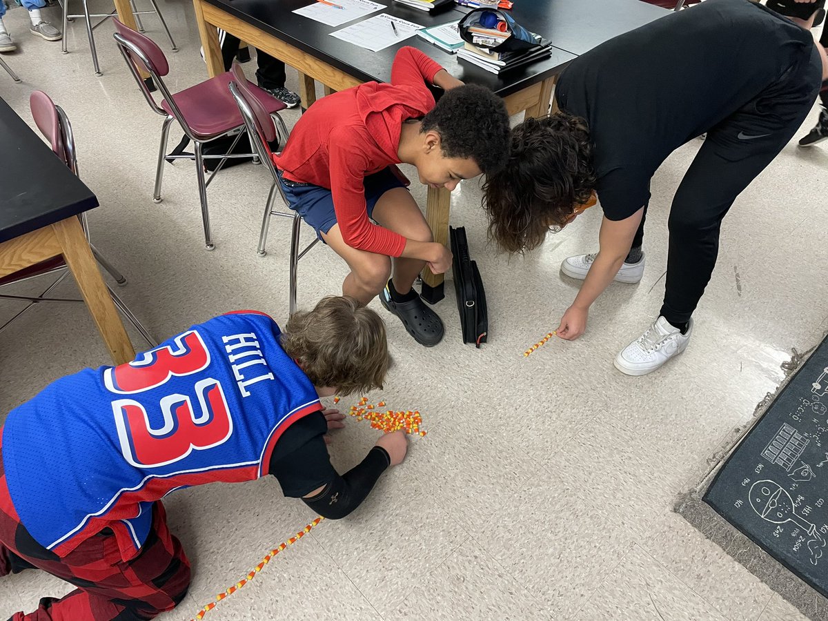 MrsOhlemacher's tweet photo. Today, we took a break for some Candy Corn Science. We dissolved some candy corn, but that takes time, so we measured some things…candy corn style. @SwantonMS https://t.co/JasuASJV40