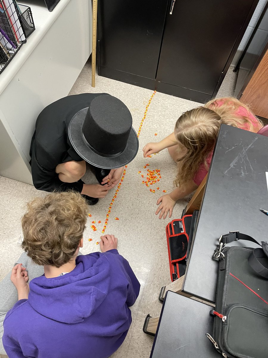MrsOhlemacher's tweet photo. Today, we took a break for some Candy Corn Science. We dissolved some candy corn, but that takes time, so we measured some things…candy corn style. @SwantonMS https://t.co/JasuASJV40
