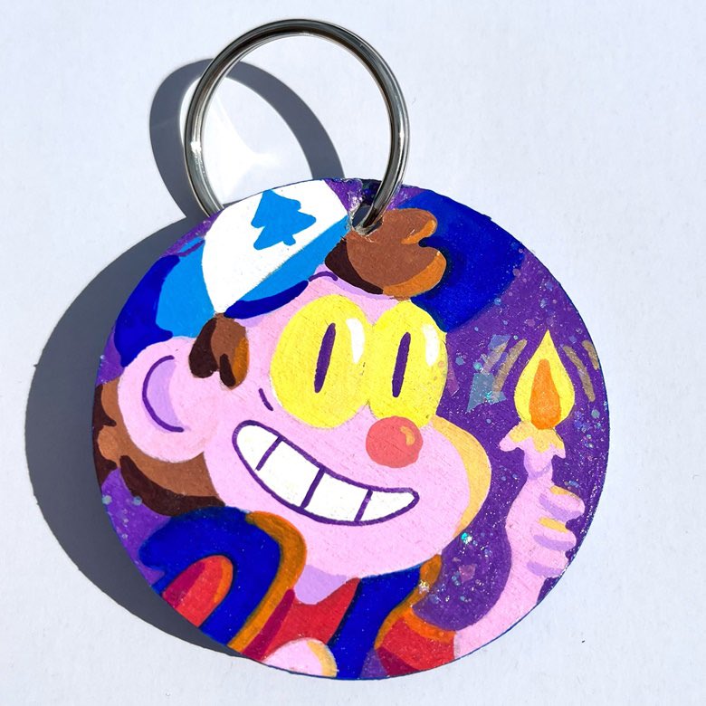rainbowponds's tweet photo. Here’s a closer look at my mini Bill Cipher painting included with the keychain! Still available! #GravityFalls https://t.co/jNTvAHUtN4