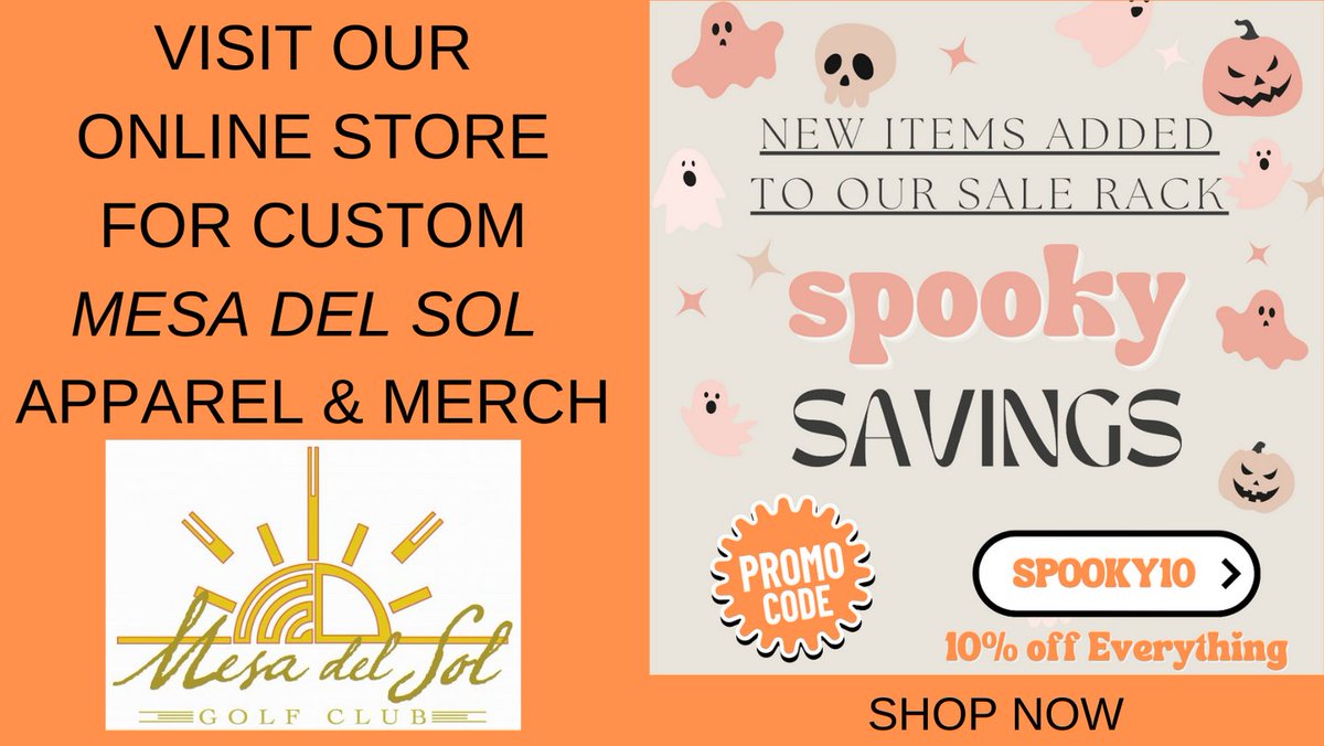 mesadelsolgolf1's tweet image. Visit our online store for a large selection of Custom Mesa Del Sol logo'd apparel and merchandise.  Use Promo Code SPOOKY10 for 10% off.  mesadelsol.teecommerce.shop
#mesadelsol #yumagolf