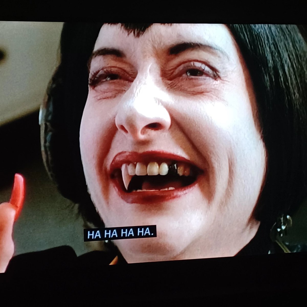 This scene in Halloween Town where the vampire gets their tooth removed, you can clearly see the actresses (Sherilyn Lawson) real tooth. I had to turn it off after seeing this as my immersion was entirely broken.