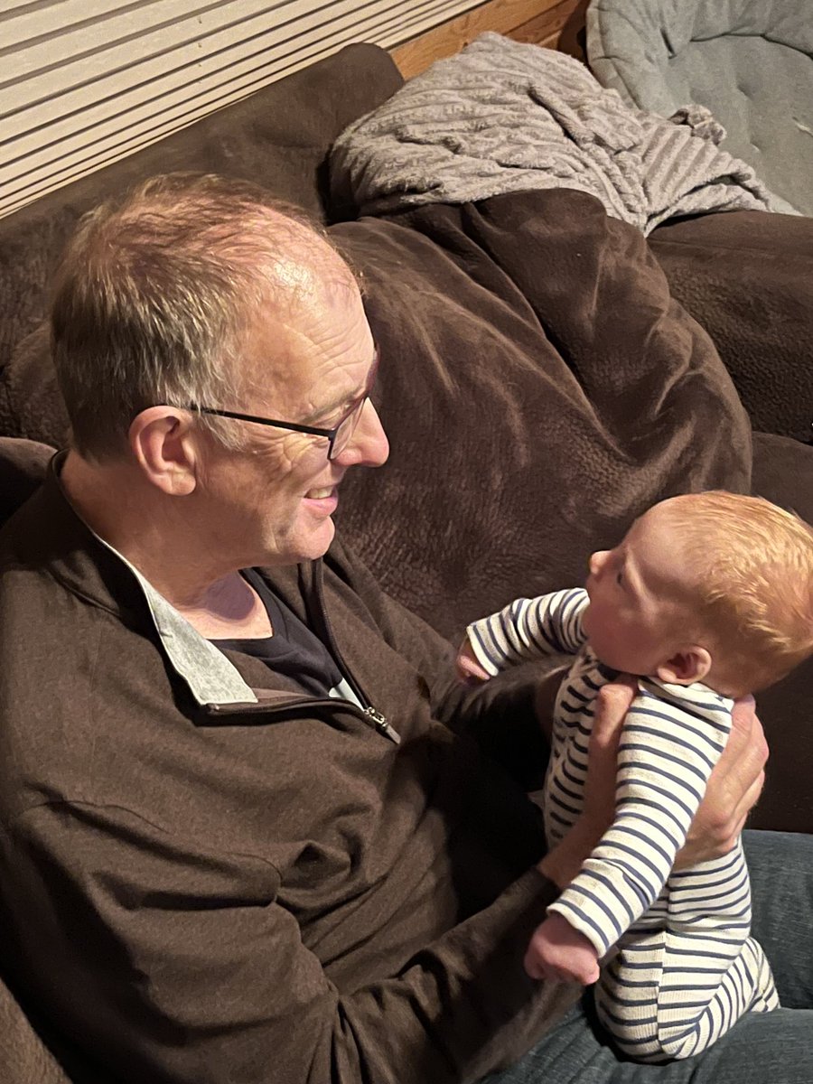 Thomas Justin, for some reason he is totally intrigued by me. Grateful to be a grandpa! Fishing gear is ready to go!