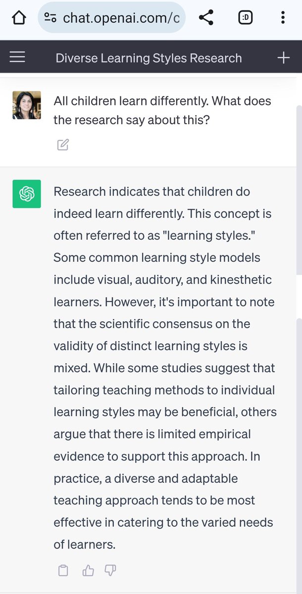While playing with ChatGPT, I asked the following question. The reply is less than impressive.
#learningstyles #edumyth #myths
