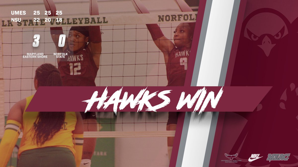 🏐HAWKS BEAT NORFOLK STATE🏐

The University of Maryland Eastern Shore volleyball team beat Norfolk State in three sets on Friday night. Read about Friday's win on umeshawksports.com/news/2023/10/2…

@MEACSports @UMESNews @DelmarvaSports @47ABCSports @UMESNAA @HBCUSports @HBCUGameday