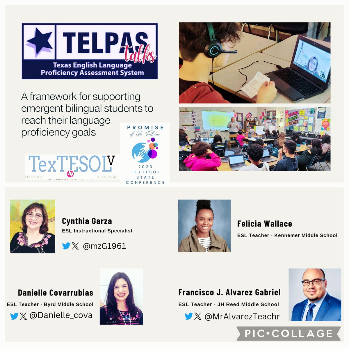MrAlvarezTeachr's tweet photo. @NataliaESL @TexTESOL5 Yes! Our #ESL team will be presenting on #TELPAStalks, a framework for supporting #EmergentBilinguals reach their #language #profiency goals. 🎯 https://t.co/M2n7uZG3NB