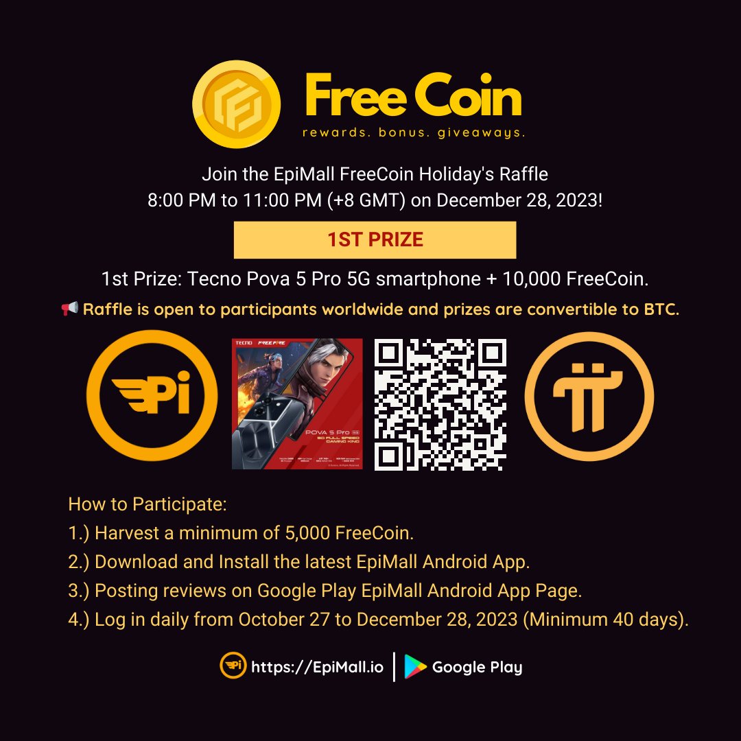 🏆 Join the EpiMall FreeCoin Holiday's Raffle, 8:00 PM to 11:00 PM (+8 ...