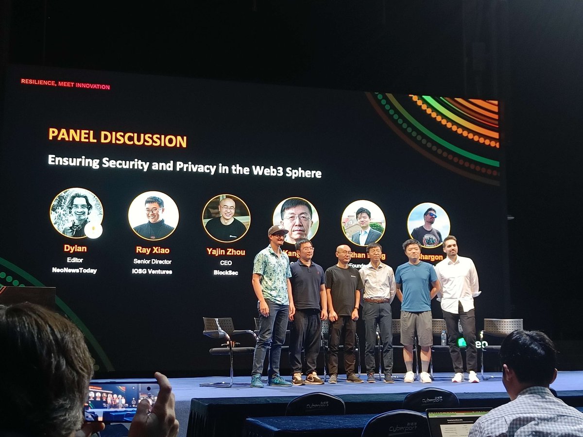 Thanks to <a href="/Neo_Blockchain/">Neo</a> for the opportunity to moderate a panel on privacy &amp; security in Web3💚

The panelists truly are experts in their field and I thank them for helping to keep HODLers safer with their work🙏🏻 

<a href="/_RayXiao/">Ray Xiao</a> <a href="/yajinzhou/">Yajin (Andy) Zhou</a> Prof. Kang Li @nathansecure3 <a href="/ShargonXL/">Shargon</a>