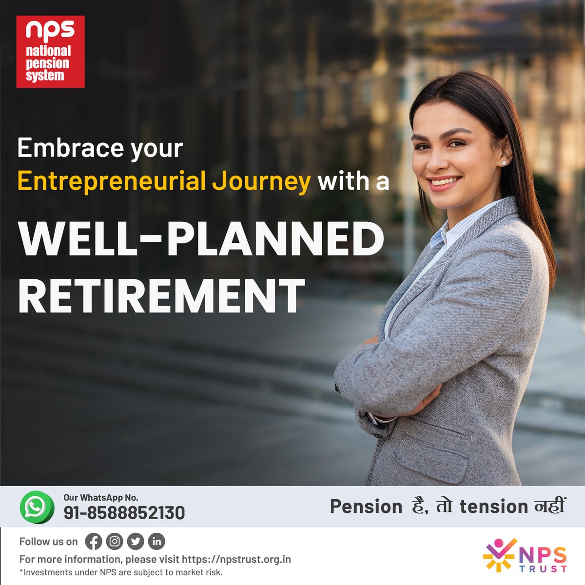 nps_trust's tweet photo. #NPS is indeed a smart choice for #entrepreneurs aiming for a well-planned retirement. It serves as a long-term retirement investment vehicle that can pave the way for #financial_independence during retirement.
➡️https://t.co/9qTvcYtO7F
#PensionHaiToTensionNahi https://t.co/fAcBZ13rcM