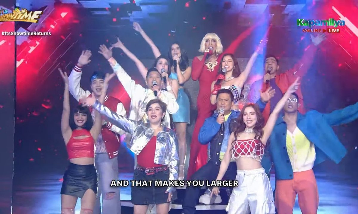 PhilstarNews's tweet photo. 'HERE COMES THE COMEBACK'

The beleaguered "It's Showtime," arguably the most storied noontime show in the history of Philippine television, made a triumphant return on Saturday after a 12-day suspension imposed by the MTRCB. 

Hosts Vice Ganda, Anne Curtis, Jhong Hilario, Karylle, Ogie Alcasid and Kim Chiu, among others, delivered an electrifying opening performance.

📸 It's Showtime/ABS-CBN