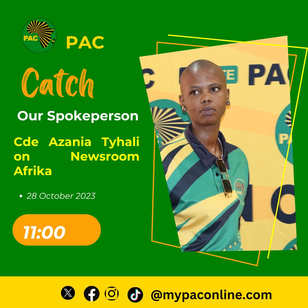 Catch the PAC Secretary for Publicity &amp; Information, Azania Tyhali (<a href="/Azania_msutukaz/">Dyaniswa Ngu NyokoMakwedini</a>) live on Newzroom Afrika this morning. 
M'Afrika Azania will be having a conversation on the PAC Elections Summit that is currently taking place in Marshalltown, Johannesburg.