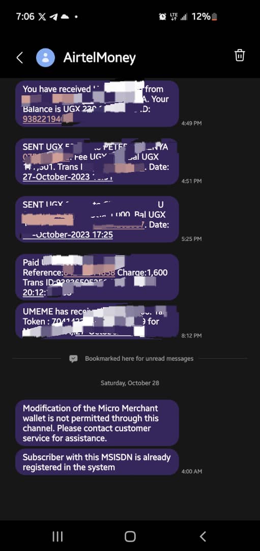 Dear <a href="/Airtel_Ug/">Airtel Uganda</a> , i wokeup to these notifications send at 4am from #airtelmoney, what could this mean and should i be worried?. I hope my money and transactions are still secured,
Thank you