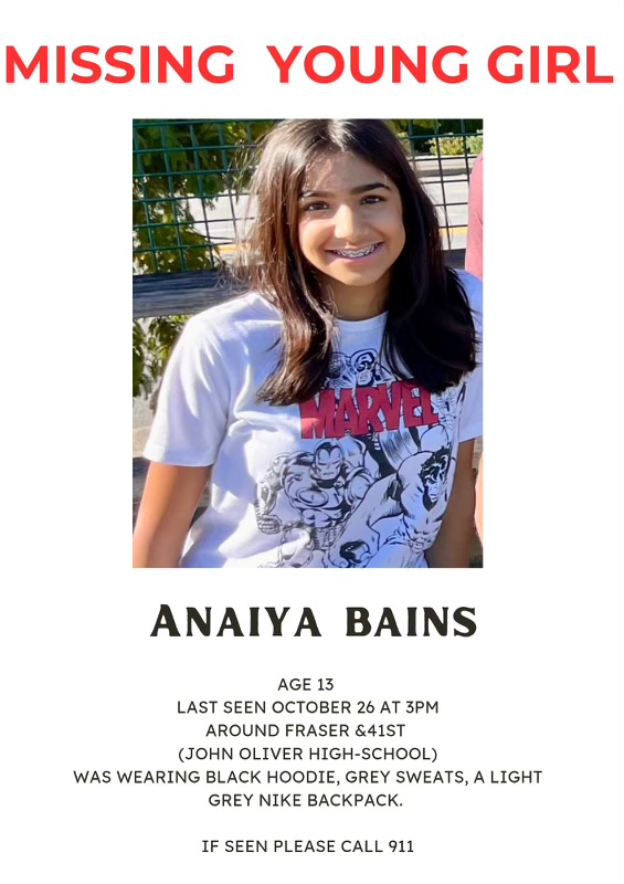 MISSING TEEN! 13-y/o Anaiya Bains. PLEASE SHARE