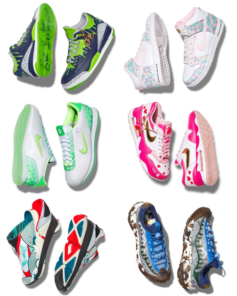 zSneakerHeadz's tweet photo. FIRST LOOK at the 2023 NIKE x DOERNBECHER XIX FREESTYLE COLLECTION! 🔥🔥 #DBFreestyle 

Read about the patient’s and the inspiration behind their designs below⬇️ https://t.co/B9jEOjbAy2